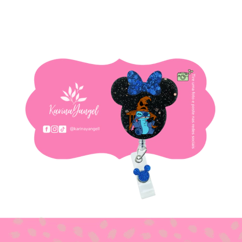 Porta Crachá Stitch – Feito à Mão em Resina com Muito Brilho Roller Clip Button - loja online