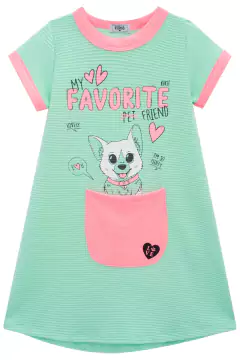 Vestido Infantil Kukie Verão Pet Favorito VERDE-52915