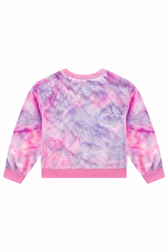 Blusão Infantil Feminino Kukiê em Pelo Liso na cor Tie Dye Rosa e Lilas 63519 - comprar online