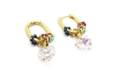 Aros acero gold 24k con corazón - comprar online