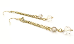 Aros largos dorados y miel - comprar online
