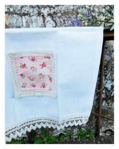 REPASADOR DE GABARDINA DE ALGODÓN CON TEXTIL SHABBY Y PUNTILLA - comprar online