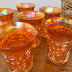 6 VASOS CARNIVAL GLASS DE 11 CM DE ALTO X 8,5 CM DE DIÁMETRO en internet