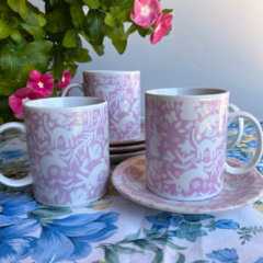 JUEGO DE 6 MUG LINEA OTOMÍ EN ROSA Y BLANCO