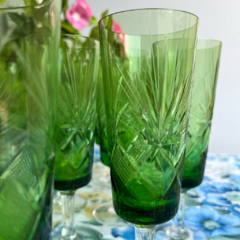 10 COPAS VERDES DE CRISTAL SÚPER TALLADO - comprar online