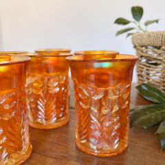 6 VASOS CARNIVAL GLASS DE 11 CM DE ALTO X 8,5 CM DE DIÁMETRO - comprar online