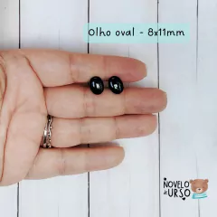 Olho oval preto 8x11mm (05 pares)