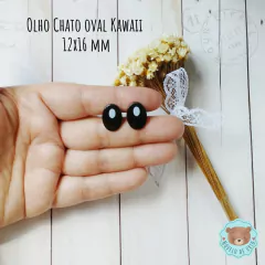 Olho oval chato kawaii 12x16mm