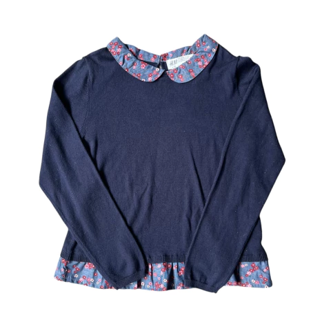 Malha marinho gola florida - H&M - 6 a 8 anos
