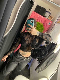 POLERA DE ENCAJE - NEGRO