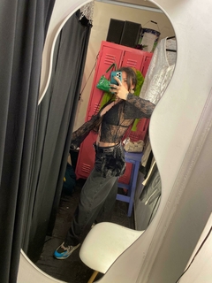 TOP/SACO DE ENCAJE - NEGRO