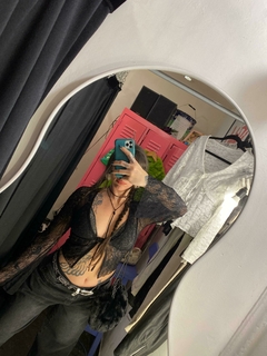 TOP/SACO DE ENCAJE - NEGRO
