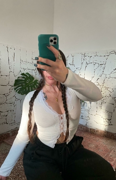 CAMISETA CON PUNTILLA - BLANCO - tienda online