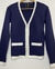 Tricot Azul Marinho Detalhes Branco