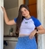 T-shirt Brasil Bordada - Azul e Branco