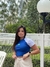 T-shirt Brasil Bordada - Azul e Branco