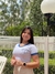 T-shirt Brasil Bordada - Azul e Branco