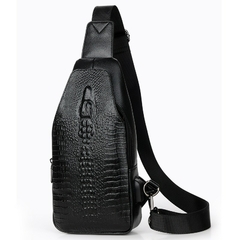 Imagem do Bolsa transversal masculina de couro Luxury Alligator/Crocodile