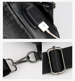 Bolsa transversal masculina de couro Luxury Alligator/Crocodile - loja online