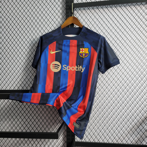 Camisa Barcelona Home I 22/23 Nike Torcedor Masculina - Azul e Grená