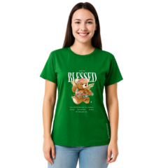 Camiseta feminina urso blessed - Camisetas lisas e estampadas , para vários segmentos de personalização ou para uso pessoal básico. 