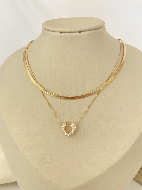 Colar coração duplo face