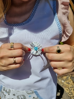 Blanco cruzado. Osito rey Celeste, bies celeste - tienda online