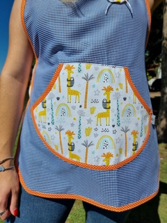 Jardinero dos broches. jirafas, bies naranja. - Guardapolvos MM