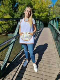 Blanco cruzado. Jirafas, bies naranja lunares - comprar online