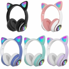 Fone De Ouvido HeadFone Sem Fio Orelha de Gato Gatinho Cat 5.0 Bluetooth Ear Com Led Rgb Original Gamer Youtuber - loja online