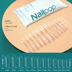 NAILPOP 120pcs Unhas Postiças Prensa de Acrílico em Unhas Caixão Unhas Artificiais Claras Dicas de Unhas Falsas para Extensão Ferramenta de Manicure - comprar online