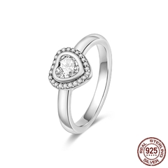 Anéis femininos de dedo de prata para mulheres originais 925 prata esterlina anel coquetel geométrico zircônia cúbica coração jóias de casamento - Belasco Shop
