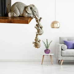 3 pçs/conjunto Estatuetas de Elefante Bonito Elefante Segurando Bebê Elefante Resina Artesanato Mobiliário Doméstico Presente - loja online