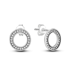 Imagem do Brincos de argola dupla charm 2023. Prata 925 Brilhante Pave Stud Brinco Presente para Mulheres Jóias de noivado Aniversário