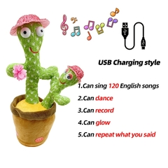 Brinquedo de Cacto Dançante Repetido Falando(estimula a criança a falar) Carregamento USB, Pode Cantar, Gravar. Cacto Bailarino Ótimo Brinquedos Educativos e Interativo! na internet