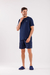 Pijama Masc Manga Curta/Bermuda Azul Marinho Listrado - comprar online
