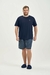 Pijama Plus Size Masculino - Manga Curta - Marinho/Xadrez