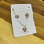 Conjunto Coração Rosa Cravejado Banhado a Ouro 18K