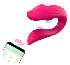 Vibrador de pareja con succionador de clítoris control por app
