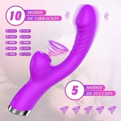 Vibrador curvo con succionador