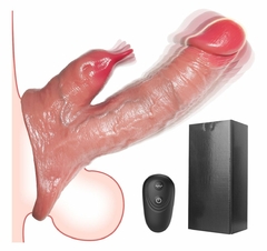 Funda vibradora para pene con estimulador de clítoris doble motor