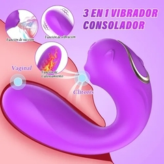 Vibrador con succionador y calefacción, control via app celular
