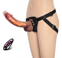 Dildo vibrador telescópico con arnes ajustable