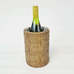 Porta Garrafa em inox e rattan NUSA - comprar online
