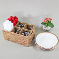Porta Talheres / Garrafas em rattan PAYA 6 divisões - Natural Home