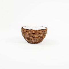 Bowl Porcelana MAYA 15 cm com Suporte em rattan - comprar online