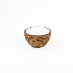 Bowl Porcelana MAYA 15 cm com Suporte em rattan