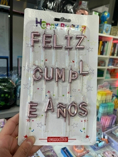 Velitas metalicas "Feliz cumpleaños"