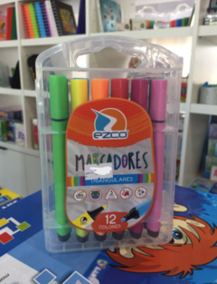 Marcadores EZCO triangulares x 12 clasicos