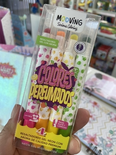 Resaltadores MOOVING gel neon perfumados x4